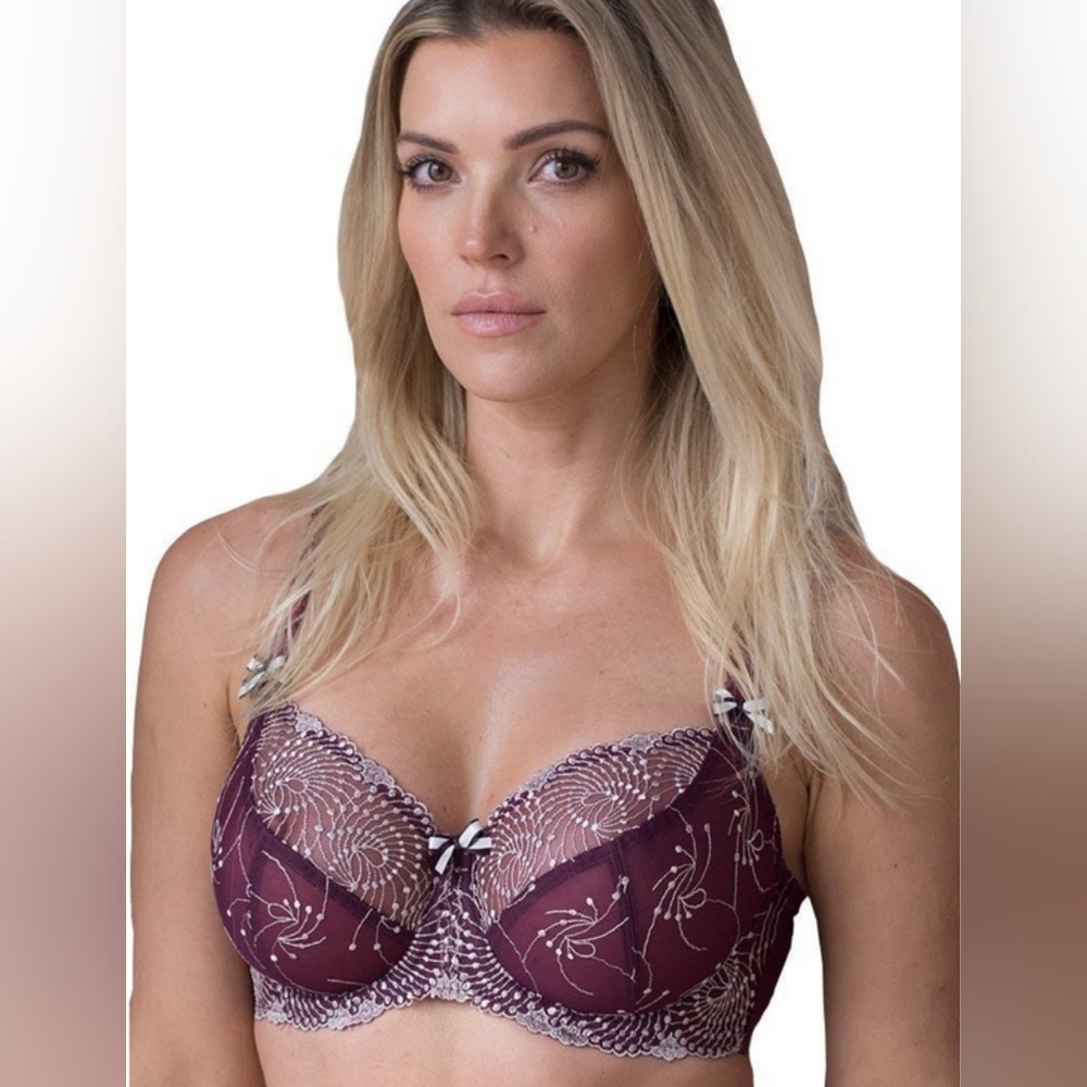 Fit Fully Yours Nicole See-Thru Underwire Lace Bra, Blossom Lilac - Picture 1 of 2